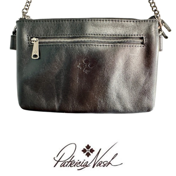 🛑SOLD🛑 Patricia Nash Black Leather Shoulder Bag with Chain Strap - Picture 2 of 15